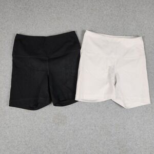 Yogalicious Lux Biker Shorts Womens S Black Gray‎ High Waist Active Gym Lot of 2